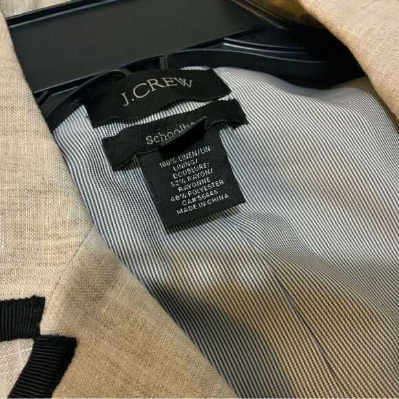 J. Crew Schoolboy Linen Blazer Oatmeal Black Small Sz 6 NWT - Picture 10 of 14